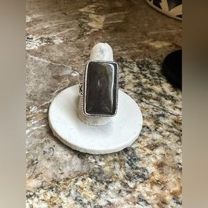 Silver Mahogany Jasper Stone Ring